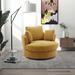 Chenille Swivel Accent Barrel Chair and Half Swivel Sofa with 3 Pillows, 360 Degree Swivel Round Sofa, Cozy Club Chair