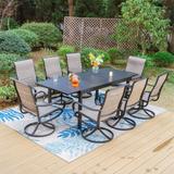 7/9 Patio Dining Set, 6/8 Sling Patio Swivel Dining Chairs and 1 Expandable Metal Dining Table