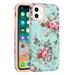 Beyond Cell Armor Case for iPhone 14 Pro Max (Heavy Duty Rugged Protection Kickstand Cover with Belt Holster Clip) - Pretty Floral Teal