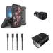 Accessories Bundle for iPhone 14 Pro Case - Heavy Duty Rugged Protector Cover (Blossom Tree) Belt Holster Clip 30W Car Charger UL Dual Wall Charger 2 MFI Certified USB C to Lightning Cables