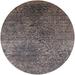 Ahgly Company Machine Washable Indoor Round Industrial Modern Black Eel Black Area Rugs 7 Round