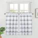 CAROMIO 2Pcs Waffle Weave Cafe Curtains Yarn Dyed Striped Pattern Rod Pocket Bathroom Window Curtains Sets 30 W x 24 L Gray