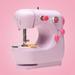 Biplut Mini Sewing Machine Portable Electric Stitching Sew Fabric Pedal Mini Table Model Sewing Machine for Beginners (Pink CN plug)