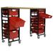 Mobile Workbench Storage Station w/Wood Top -11 StorSystem Trays-Red