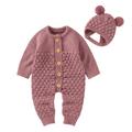 Girl Cotton Hat Romper Boy Sweater Set Outfits Baby Knitted Jumpsuit Boys Romper Jumpsuit 6 to 9 Months Baby Girl Clothes Winter Hoodies for Teen Girls Fall Baby Girl Outfits Sweatshirt Teen Girls