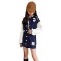 Children Kids Toddler Girls Long Sleeve Patchwork Baseball Coat Jacket Outer Patchwork Skirt Outfit Set 2PCS Clothes Kids Crop Top Outfits 2t Girls Outfits Kid Outfits for Girls And Headband