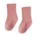 JDEFEG Seemed Stockings Children s Socks Boys and Girls Cotton Socks Double Needle Mid Calf Baby Baby Solid Color Socks Boys Socks Age 6 Cotton Blend Pink L