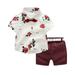 Toddler Baby Outfit Set Rose Gentleman Tie Boy Shorts Pants T-Shirt Suit Bow Boys Outfits Set Baby Boy Layering Baby Boy Jacket Set Baby Boy Suit Short Set 7 Boys Clothes 8 10 Shirt with Bow