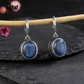 Boucles d'oreilles en argent Sterling 925 Kyanite naturelle Labradorite ovale créoles pour