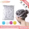 Bonnet de douche en plastique imperméable pour hommes et femmes équipement de sauna transparent