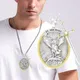 Collier pendentif en forme de Dragon ange pour hommes forme ronde Design particulier guerrier