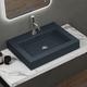 Doporro - Lavabo Suspendu Vasque à Poser Gris Noir Mat 60cm Lave Mains Rectangulaire Colossum18