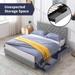 Mixoy Upholstered Bed Frame with 4 Storage Drawers,Adjustable Headboard