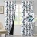 Yipa Blackout Window Curtain Grommet Darkening Drapes Energy Efficient Simple Windows Curtains Thermal Insulated Bedroom Thick Floral Print Classic Anti-rust Gray Water Blue 2Pc-W:52 x H:84