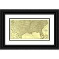 Rand McNally 18x11 Black Ornate Wood Framed with Double Matting Museum Art Print Titled - Southeastern States Roads - Rand McNally 1923