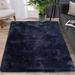 HOMERRY Plush Polyester Shag Area Rug 4 x6 Fluffy Rug Plush Decorative Rug for Indoor Home Floor Carpet Navy Blue