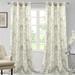 Fashnice Voile Window Curtain Semi Sheer Curtains Light Filtering Linen Textured Grommet Luxury Treatments Floral Print Home Decor Gray and Green 52 x 96 in