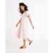 Madewell Dresses | Linen-Blend Eyelet-Sleeve Lucie Smocked Midi Dress | Color: Pink | Size: Xl