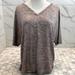 Anthropologie Tops | Anthropologie Loose Flowy Metallic Rose Gold Bronze Shimmer V Neck Top Blouse | Color: Gray/Pink | Size: S