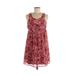 Express Casual Dress - A-Line Scoop Neck Sleeveless: Burgundy Floral Dresses - Women's Size Small