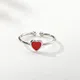 INZATT-Bague coeur rouge en argent regardé 925 véritable pour femme bijoux fins mignons