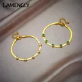 LAMENGLY-Bracelet à breloques en acier inoxydable SION L pour femme coeur vert blanc cristal