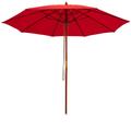 Costway 9.5 Feet Pulley Lift Round Patio Umbrella with Fiberglass Ribs-Red