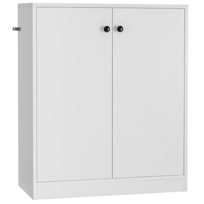 Costway 2 Door Storage Base Cabinet with 3-Tier Shelf-White