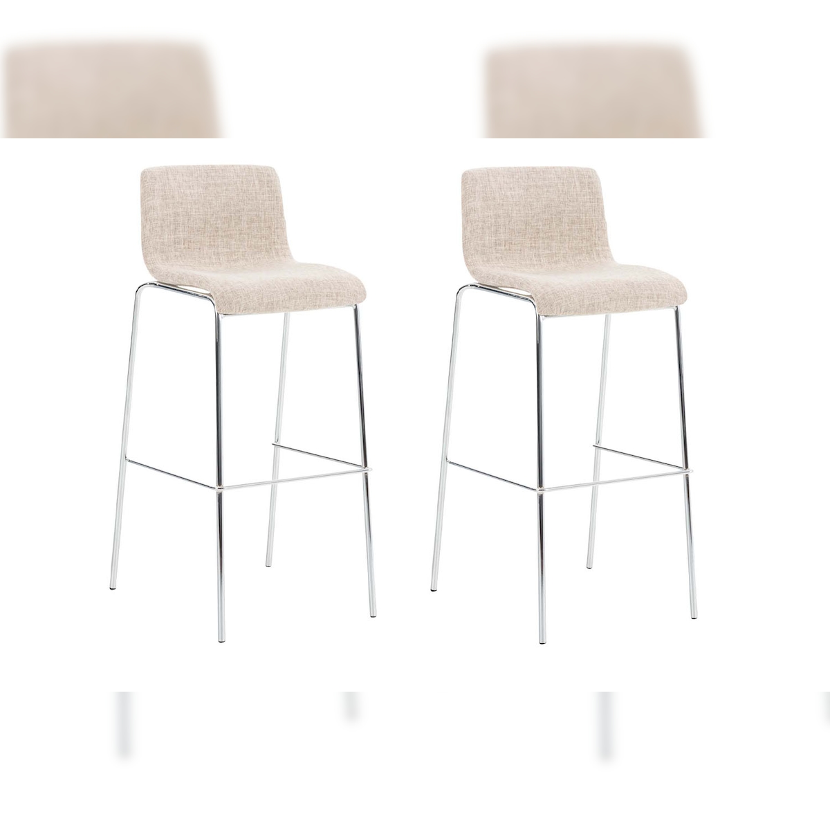 CLP 2er Set Barhocker Hover Stoff 4-Fuß Gestell creme/chrom Image