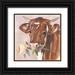 Warren Annie 12x12 Black Ornate Wood Framed with Double Matting Museum Art Print Titled - Peony Cow I