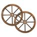[US IN STOCK] 2pcs 24-Inch Old Western Style Garden Art Wall Decor Wooden Wagon Wheel Brown