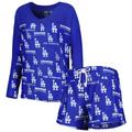 Women's Concepts Sport Royal Los Angeles Dodgers Breakthrough Long Sleeve V-Neck T-Shirt & Shorts Sleep Set