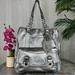 Coach Bags | Coach Poppy Leather Pushlock North South Tote 17924 Sv/Anthracite Msrp $398 | Color: Silver | Size: Large