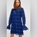 Free People Dresses | Free People, Size Large Beautiful Blue & Black Dress. Long Bell Sleeve | Color: Black/Blue | Size: L