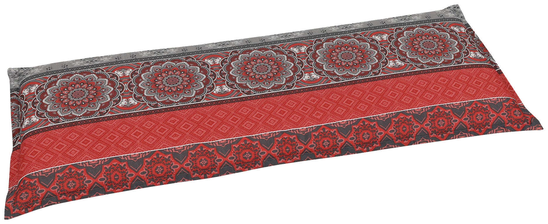 Bankauflage GO-DE, rot (rot, grau), B:115cm H:6cm T:45cm, Bezug: 65% Polyester, 35% Baumwolle, Polsterauflagen, Bankauflage