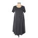Lularoe Casual Dress - Shift Scoop Neck Short sleeves: Gray Print Dresses - Women's Size 2X-Small