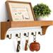 Co-t Wall Storage Organizer w/ Key Hooks Wood/Solid Wood in White/Brown | 4 H x 14 W x 3.74 D in | Wayfair B0B51JL1K5.4.lightbrownwhite