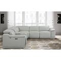 Gray Sectional - Wade Logan® Logan Modern Sectional w/ Recliner Genuine Leather | 35 H x 123 W x 110 D in | Wayfair