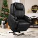 Latitude Run® Faux Leather Power Reclining Adjustable Width Heated Massage Chair Faux Leather in Black | 42.5 H x 33 W x 28.2 D in | Wayfair