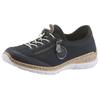 Slip-On Sneaker RIEKER, Damen, Gr. 38, blau (marine), Nubuklederimitat, Textil, sportlich, Schuhe Sneaker, Slipper, Schlupfschuh mit Außenreißverschluss, Topseller