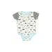 First Impressions Short Sleeve Onesie: White Bottoms - Size 6-9 Month