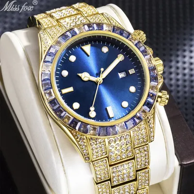 Montre en or plaqué 18 carats pour homme entièrement en diamants glacés montres pour homme