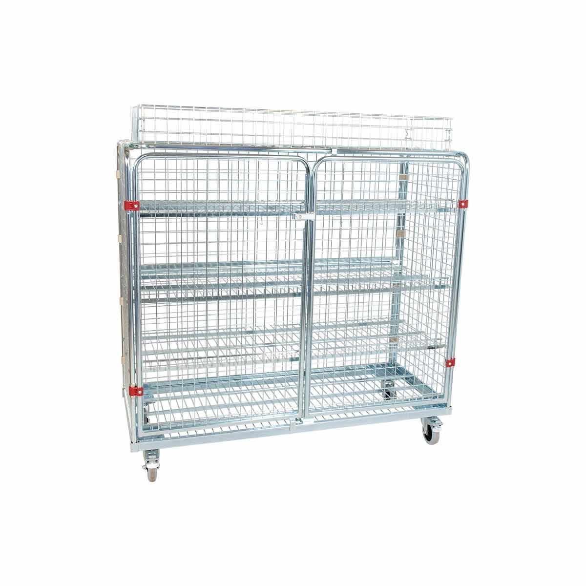 Stahlrollbehälter ADB 1200, 620 x 1500 mm, 5-seitig, mit Korb-Aufsatz, 3 ZWB / AK 40 mm / einlegbar, 2 Flügeltüren, Cr 3 Image