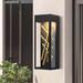 1-Light Outdoor Integrated LED Glass Wall Sconce Black w/ Gilded Gold Accents - 4.72"W x 4.33"D x 13.58"H