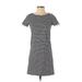 J.Crew Factory Store Casual Dress - Shift Crew Neck Short sleeves: Blue Print Dresses - Women's Size 2X-Small