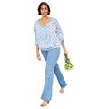 Plus Size Women's Pintuck Shirt by Soft Focus in Blue Coast Plaid (Size 24 W)