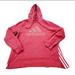 Adidas Sweaters | Adidas Originals Women’s Sz M Logo Hoodie Split Bottom Triple Stripe Red Sweater | Color: Red | Size: M