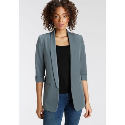 Kurzblazer ONLY "ONLELLA 3/4 BLAZER TLR", Damen, Gr. 38 (M), grün (balsam grün), Web, Obermaterial: 95% Polyester, 5% Elasthan. Futter: 100% Polyester, unifarben, casual, V-Ausschnitt, 3/4-Ärmel, Blazer, mit 3/4 Ärmel Image