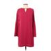 Ann Taylor Casual Dress - Shift Keyhole Long sleeves: Pink Print Dresses - Women's Size 0