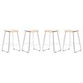 LeisureMod Melrose Modern Wood Counter Stool With Chrome Frame Set of 4 in Natural - LeisureMod MS26NW4